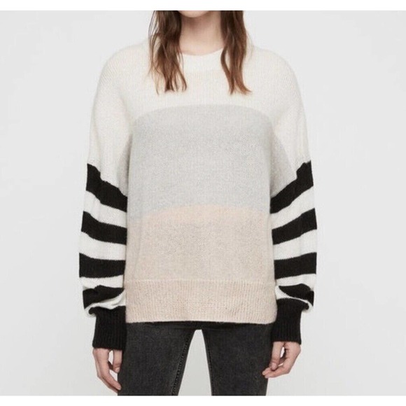 ALLSAINTS Nicoli Jumper Colorblock Sweater Oversize Lightweight Women's Small S